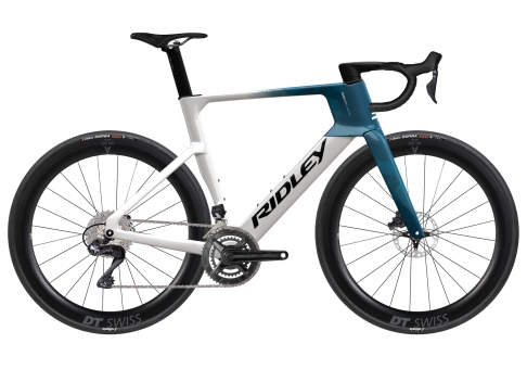 Ridley E-NOAH Ultegra DI2 / White / Blue Metallic Glossy